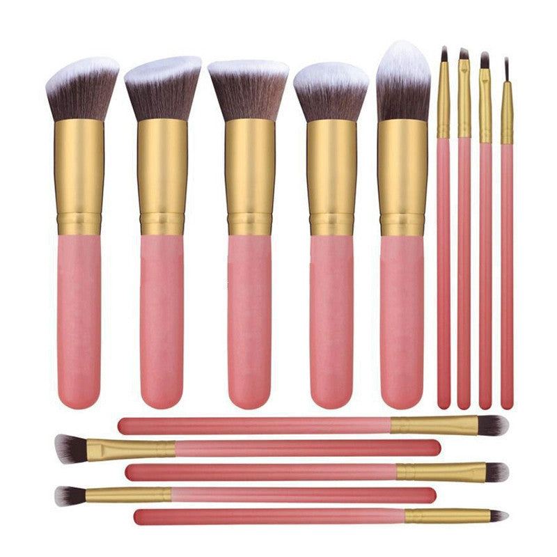 14pcs Wood Handle Makeup Brush Set